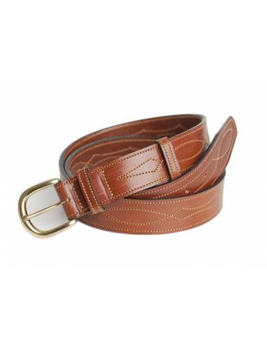 Cinturon vaquero cosido coñac