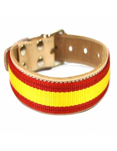 Collar Perro Cuero Bandera de España...